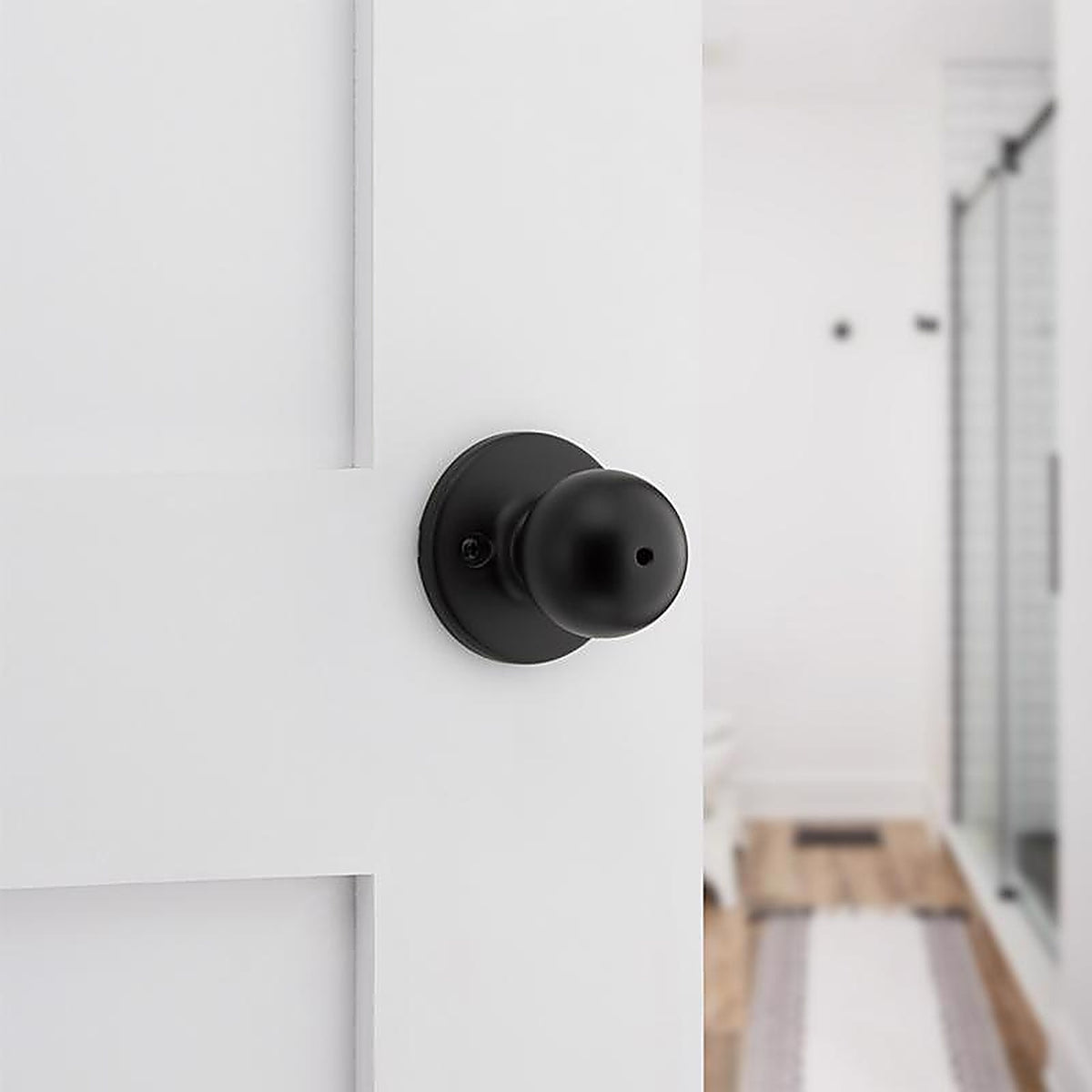 Kwikset - 93002-936 - Polo Matte Black Privacy Knob Right or Left Handed