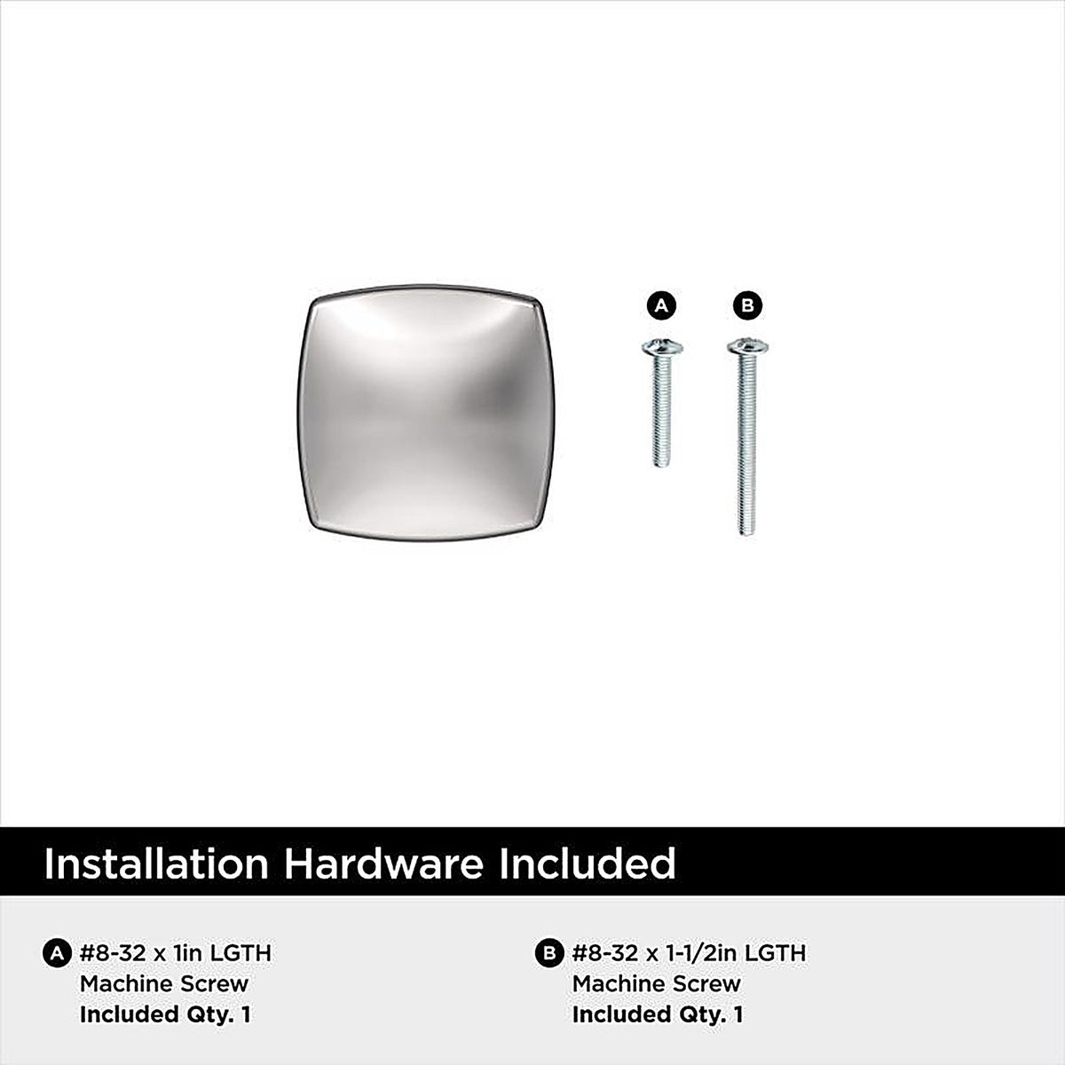 Amerock - BP3702026 - Everyday Basics Garfield Square Cabinet Knob 1-3/16 In. D 1 In. Polished Chrome 1 Pack