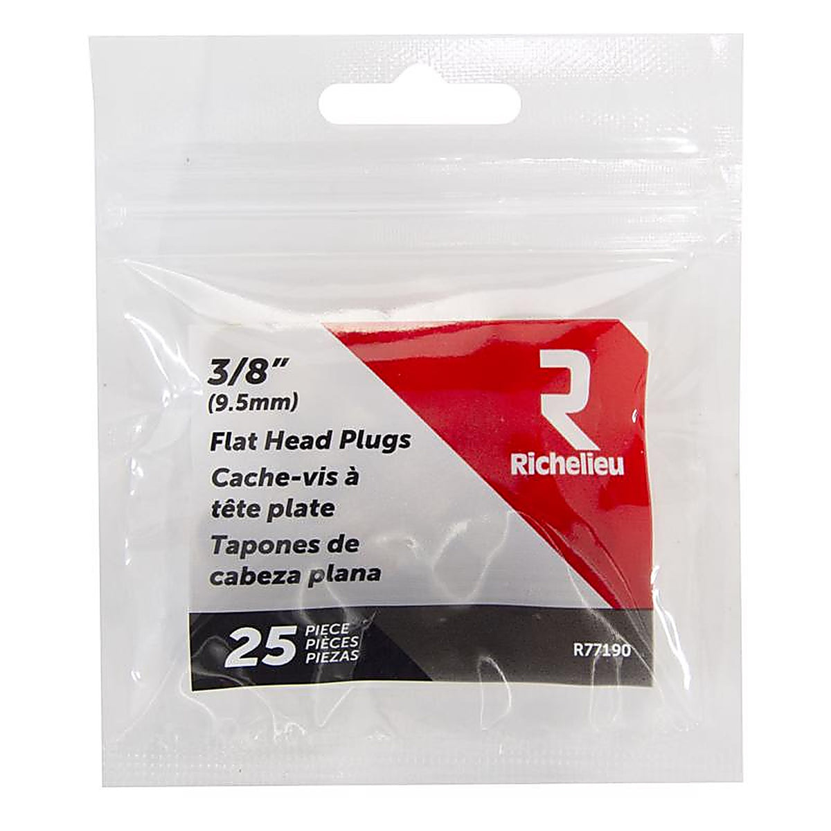 Richelieu - R77190 - Flat Birch Head Plug 3/8 In. D X .38 In. L 25 Pack Natural