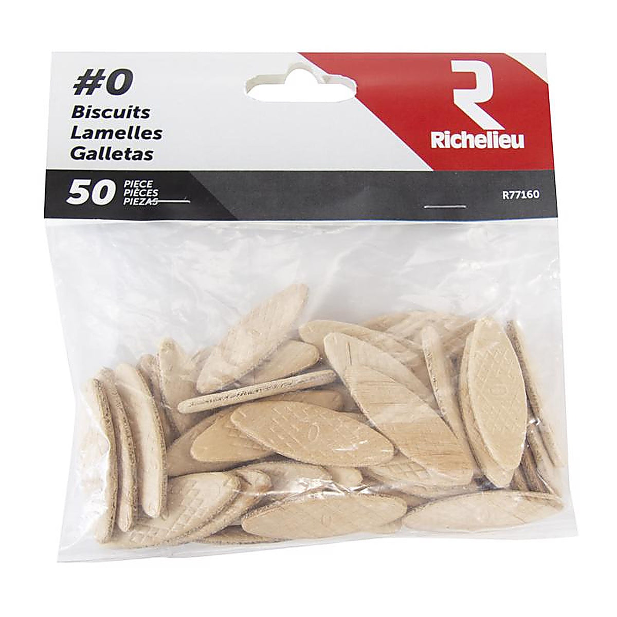 Richelieu - R77160 - Fluted Wood Plate Joining Biscuits .63 In. D X 1.85 In. L 50 Pack Natural