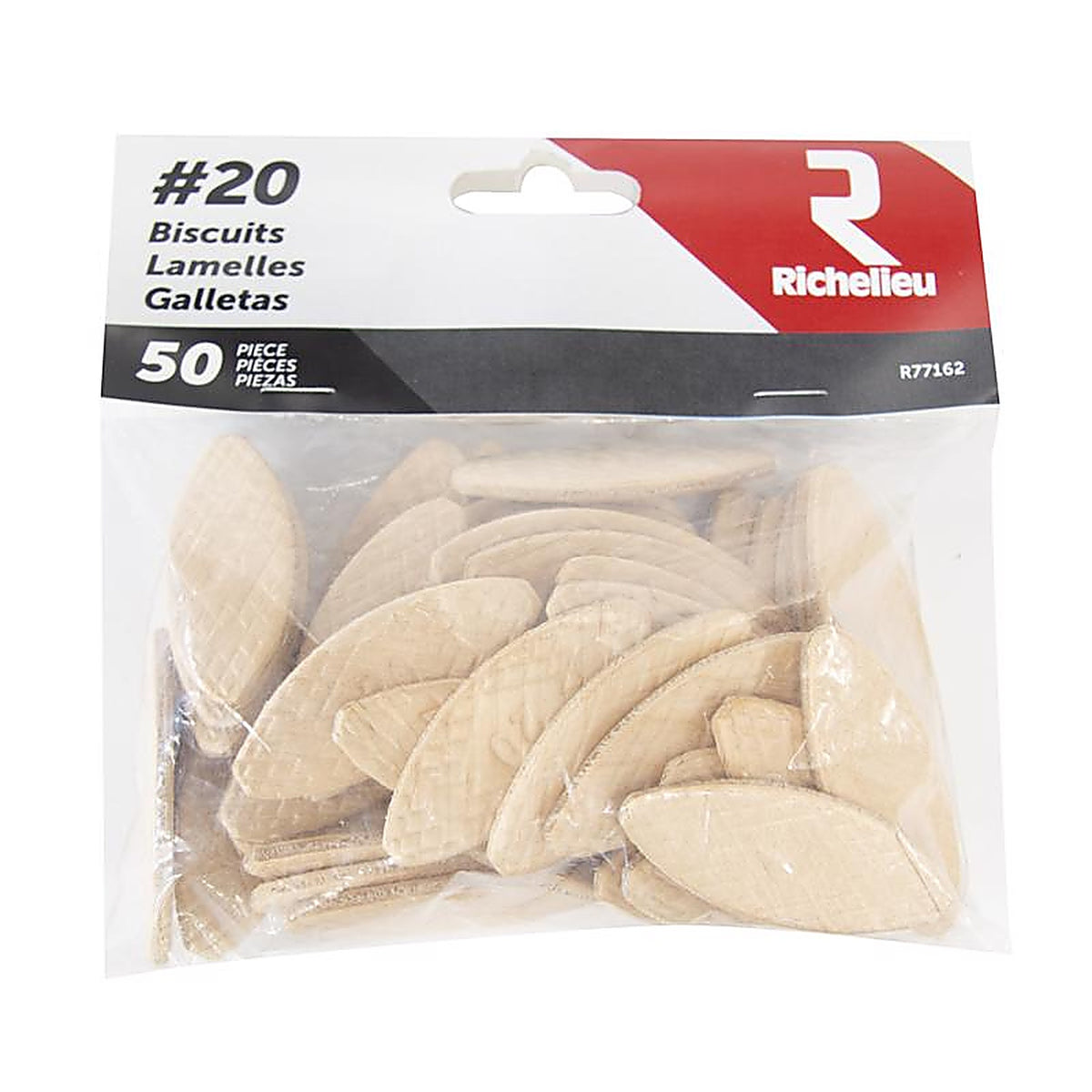 Richelieu - R77162 - Flat Wood Plate Joining Biscuits 2.25 In. L 50 Pack Natural