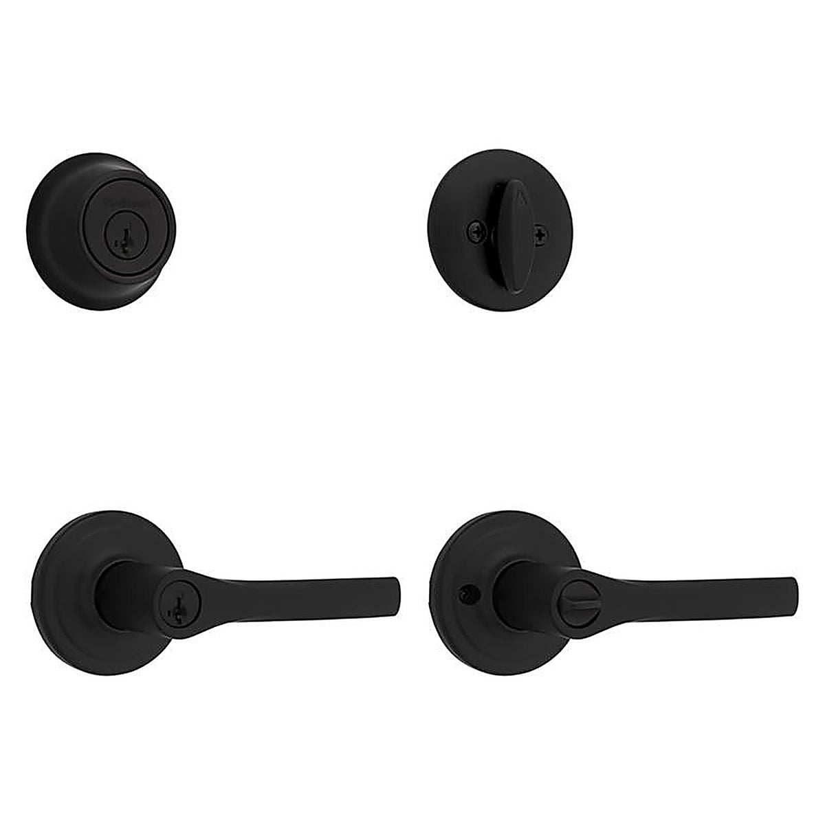 Kwikset - 96900-451 - Matte Black Lever and Single Cylinder Deadbolt Kw1 1-3/4 In.