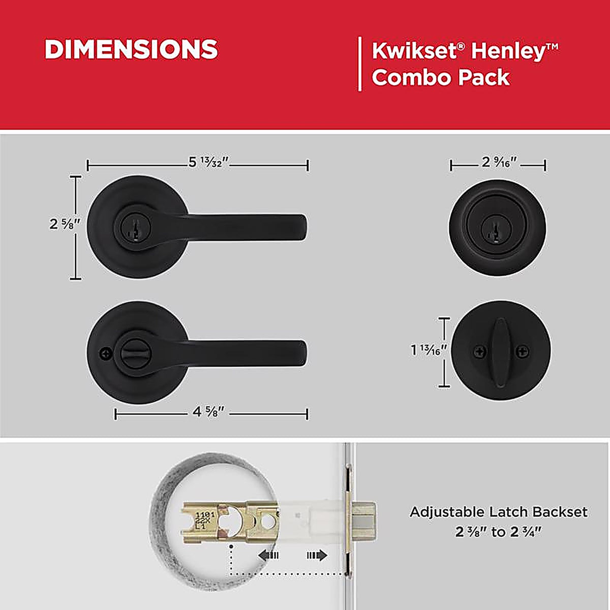 Kwikset - 96900-451 - Matte Black Lever and Single Cylinder Deadbolt Kw1 1-3/4 In.