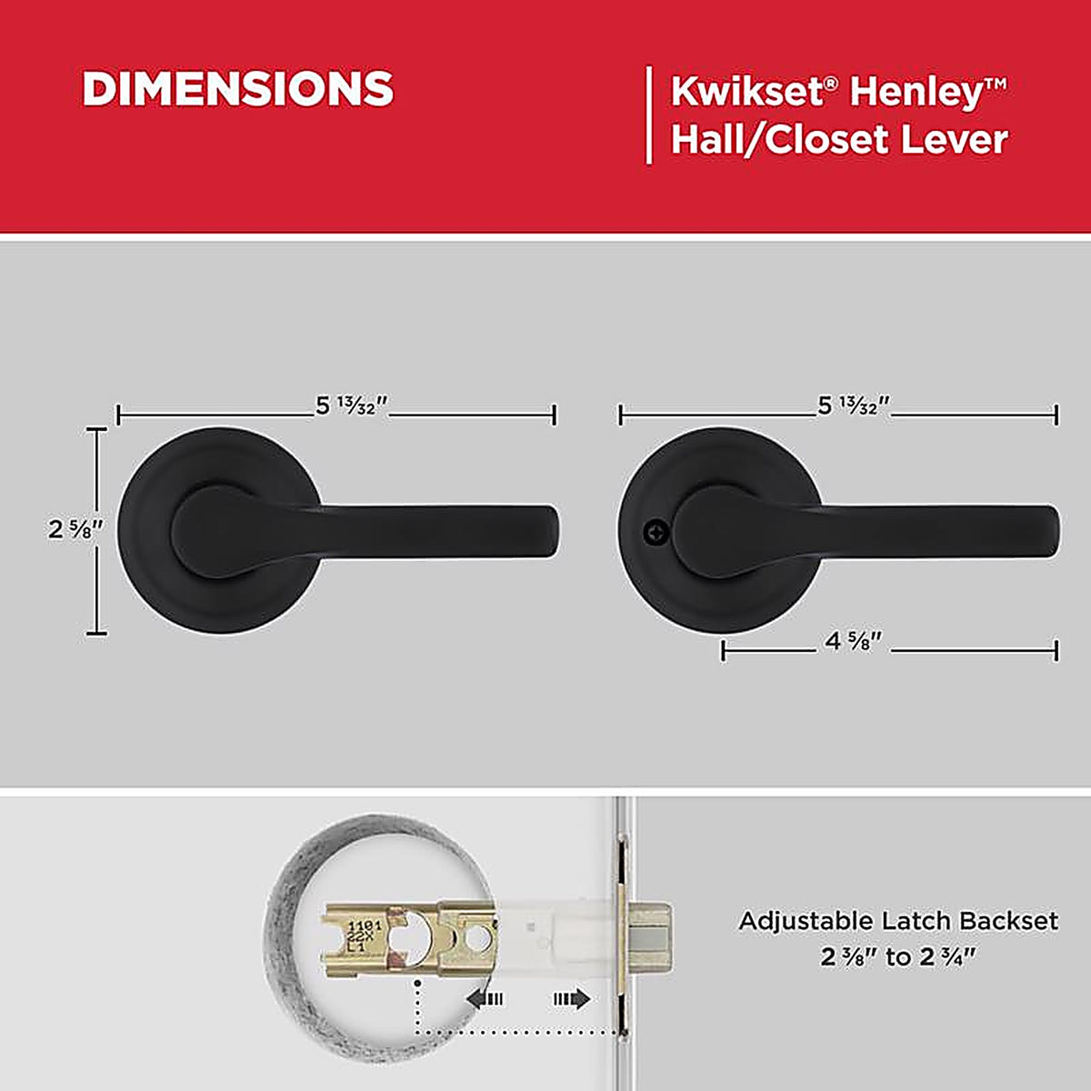 Kwikset - 92001-627 - Matte Black Passage Lever Right or Left Handed