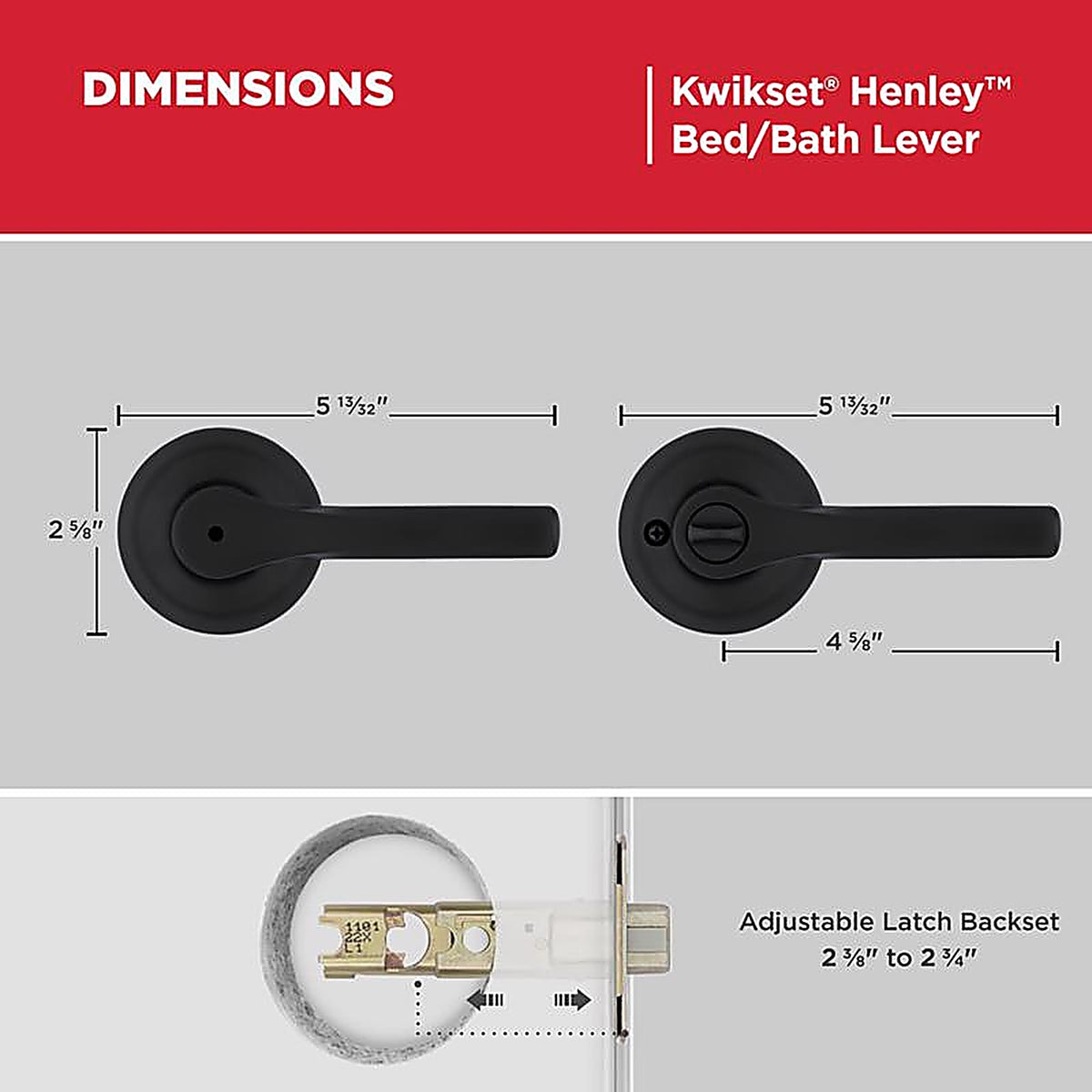 Kwikset - 93002-941 - Matte Black Privacy Lever Right or Left Handed