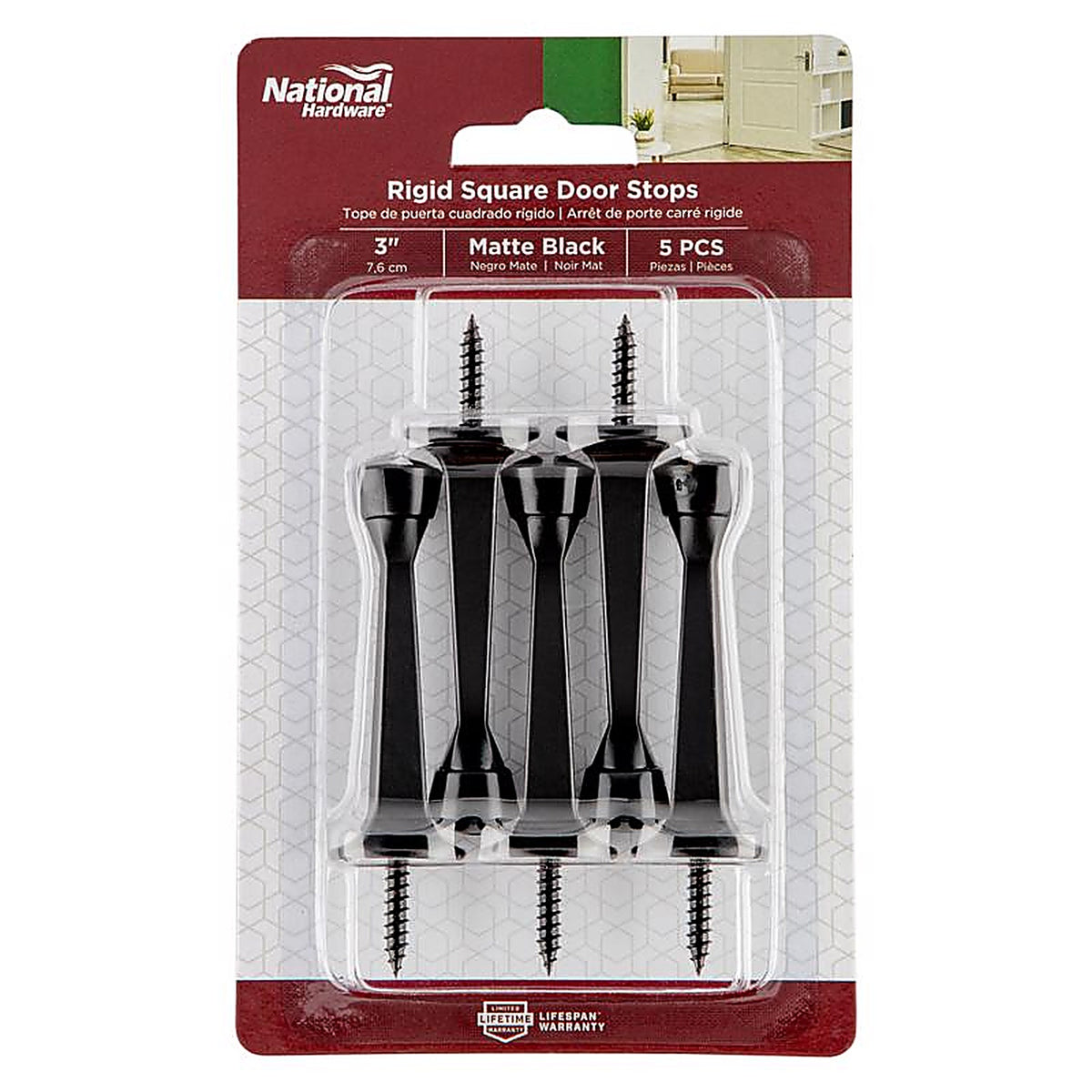 National Hardware - N830-543 - Zinc Matte Black Rigid Door Stop Mounts to Wall 0.97 In.