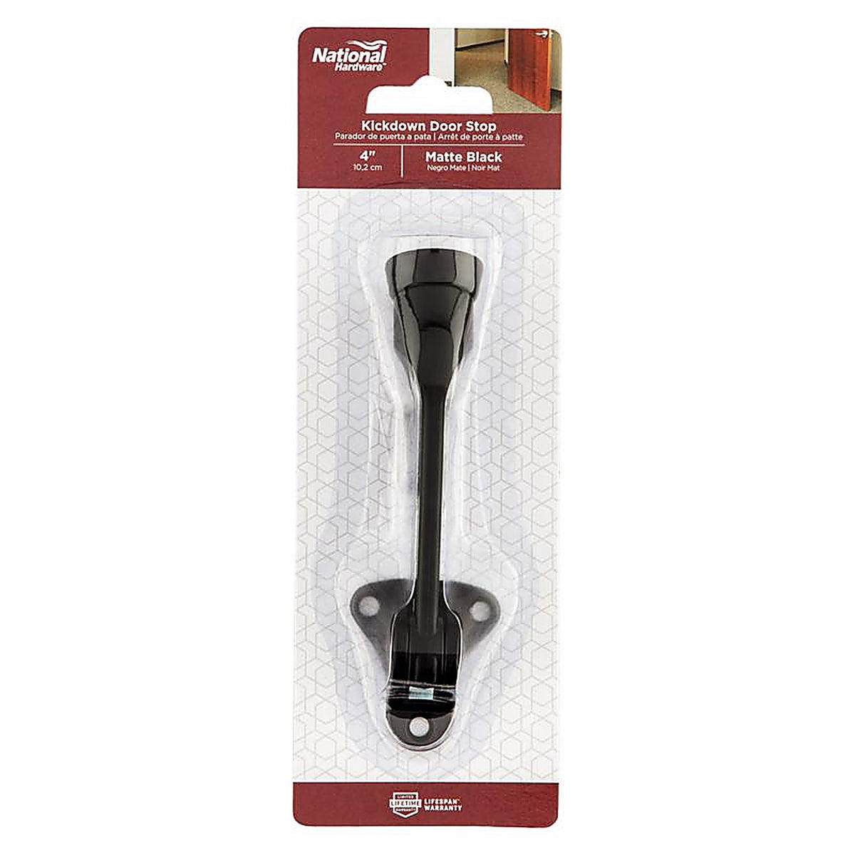 National Hardware - N830-572 - Zinc Matte Black Kick-Down Door Holder Mounts to Door 1.63 In.