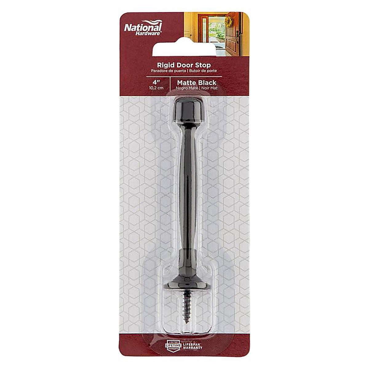 National Hardware - N830-551 - Zinc Matte Black Rigid Door Stop Mounts to Wall .97 In.