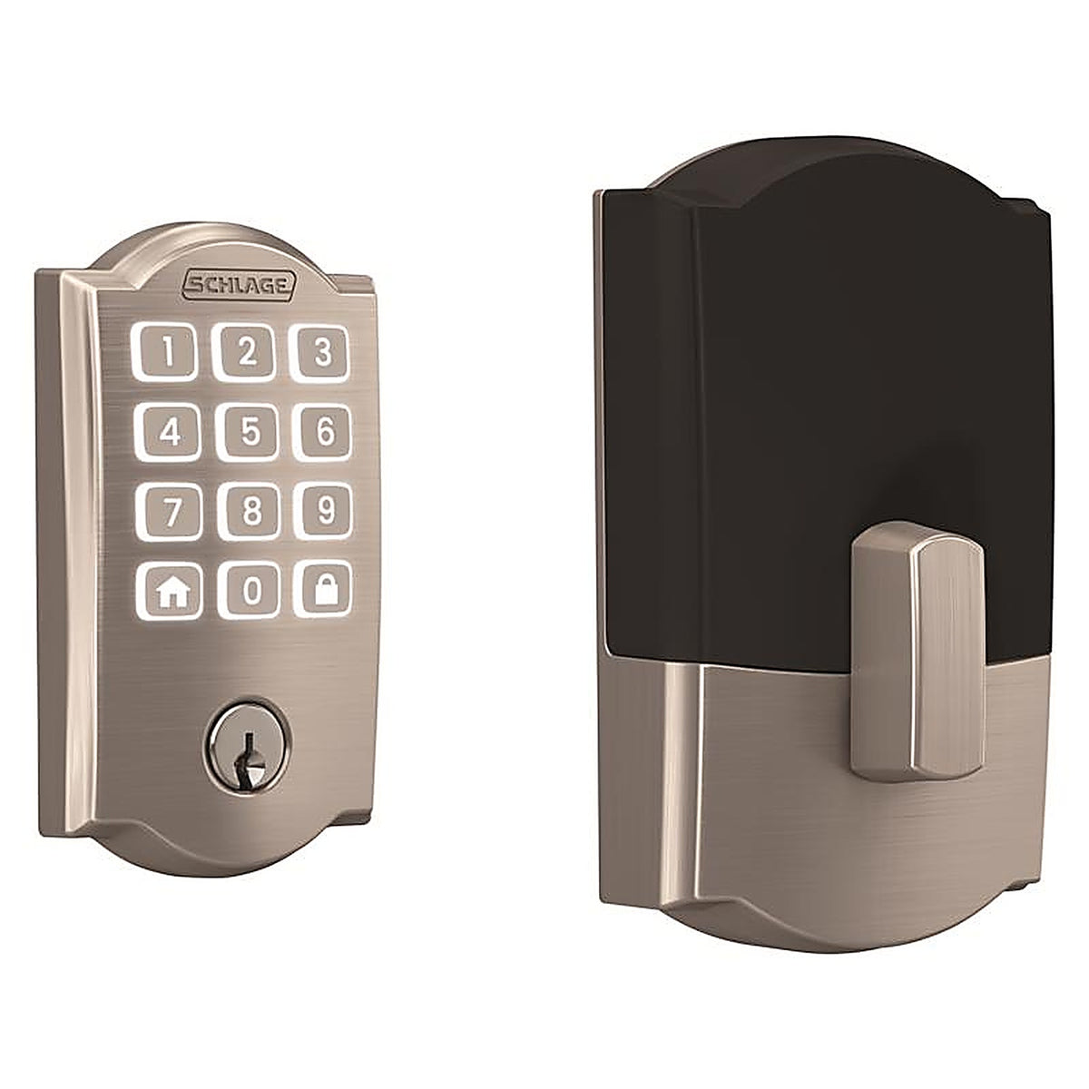 Schlage - BE459WBVCAM619 - Arrive Satin Nickel Steel Wi-Fi Deadbolt with Camelot Trim