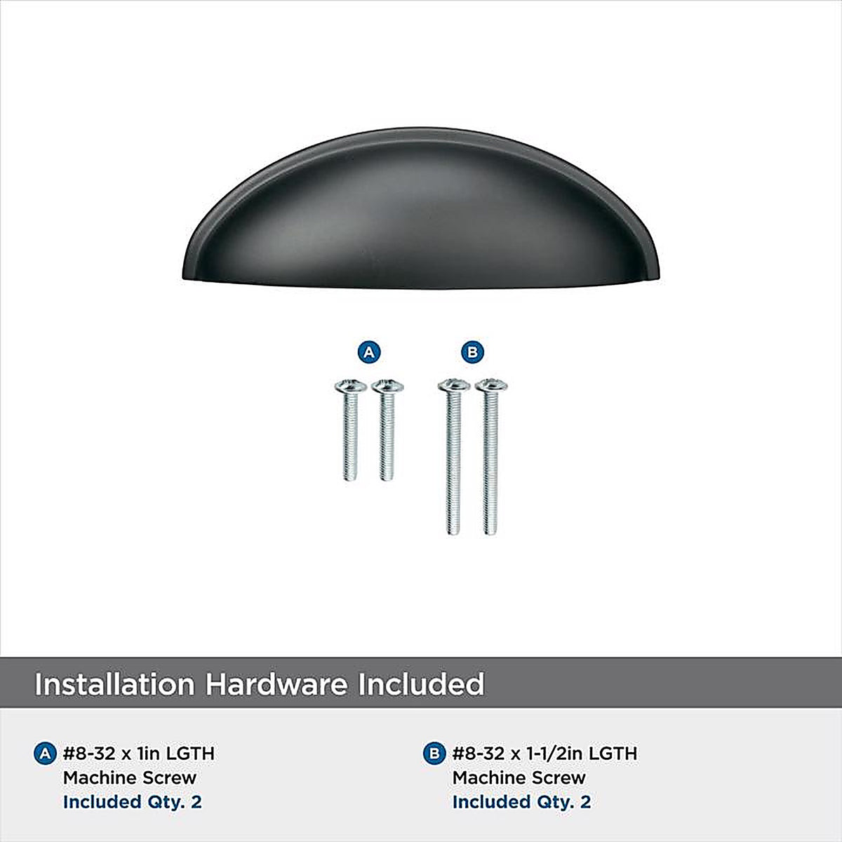 Amerock - BP22094FB - Transitional Cup Cabinet Cup Pull 3 In. Matte Black Black 1 Pack