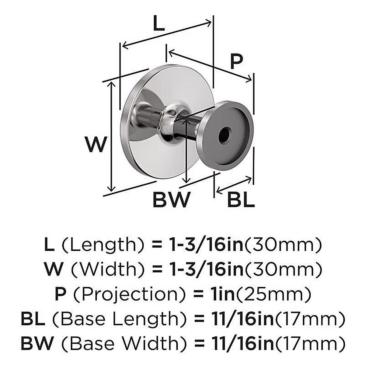 Amerock - BP3702526 - Loop Transitional Round Cabinet Knob 1.18 In. D 1.18 In. Polished Chrome 1 Pack
