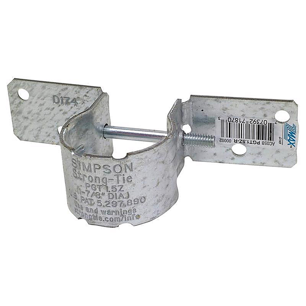Simpson Strong-Tie - PGT1.5Z-R - Zmax 6 In. H X 1.5 In. W 12 Ga. Galvanized Steel Pipe Grip Tie