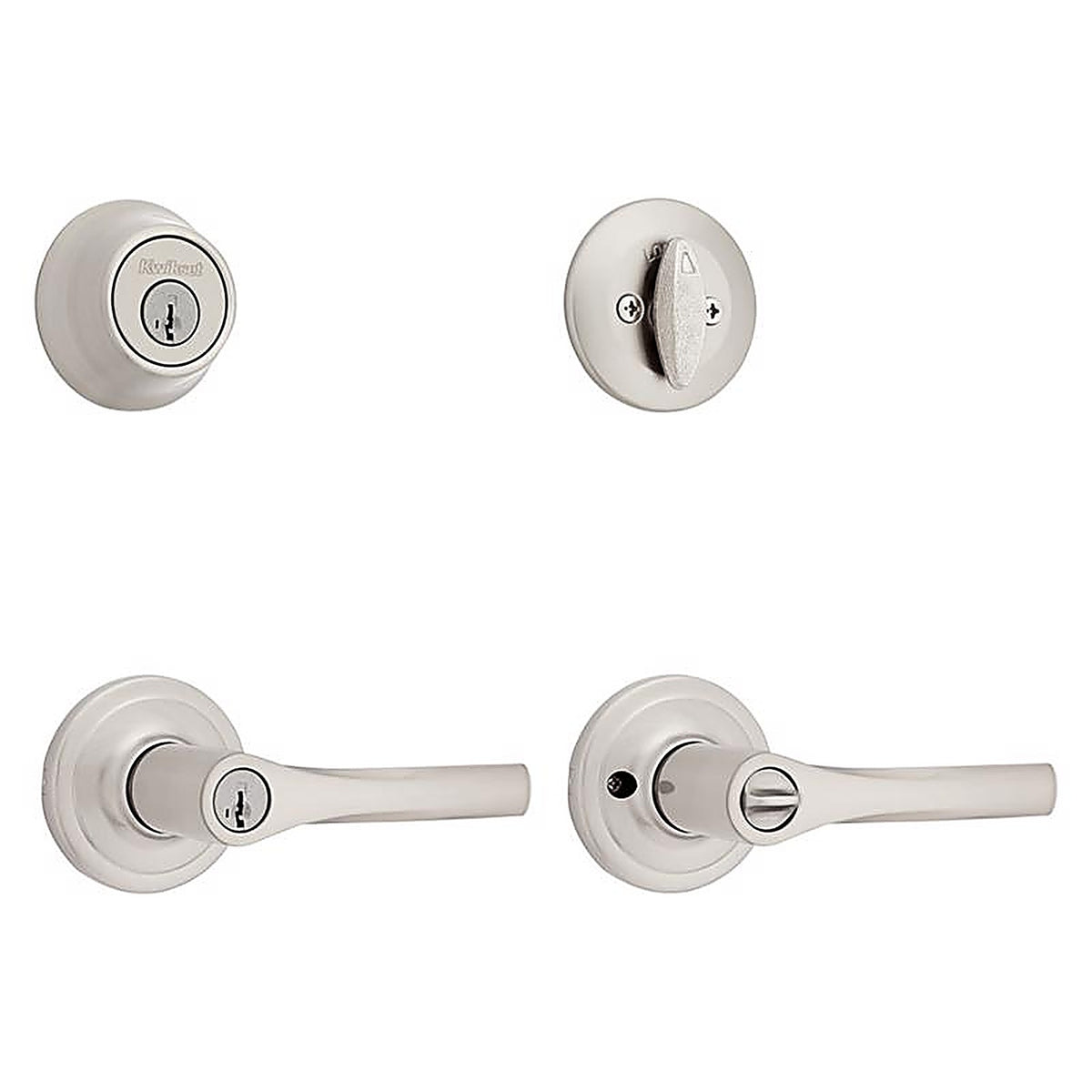 Kwikset - 96900-450 - Henley Satin Nickel Lever and Single Cylinder Deadbolt Kw1 1-3/4 In.