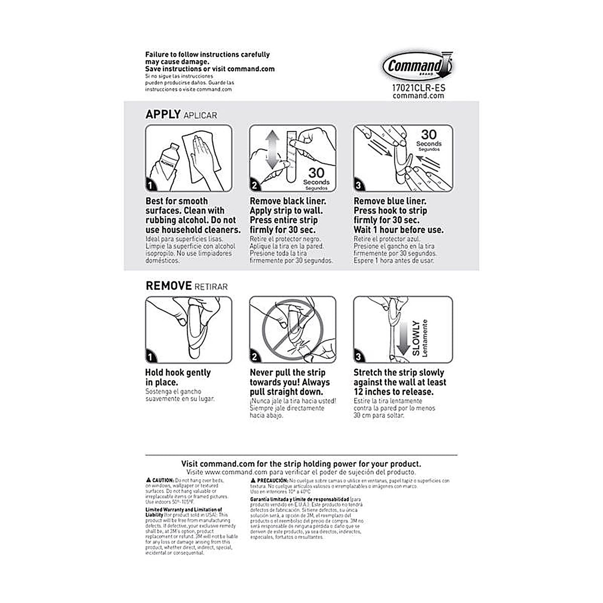 3M - 17022CLR-16ESF - Command Small Plastic Refill Strips 2.12 In. L 16 Pack