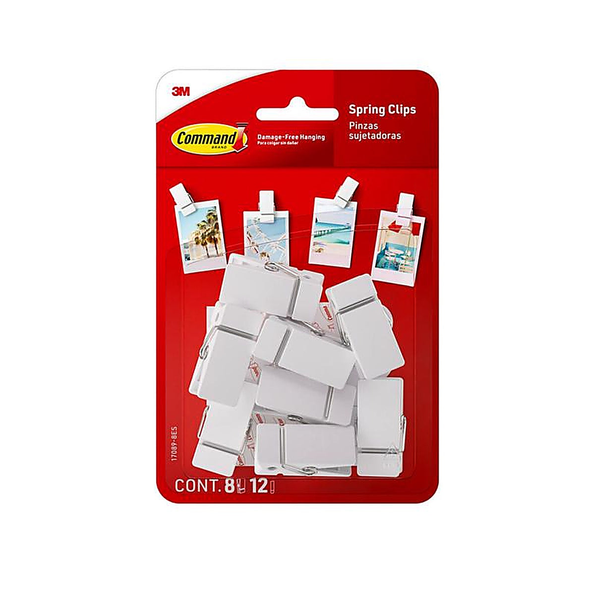Command - 17089-8ES - 3M Command Medium Plastic Spring Clip 1.5 In. L 8 Pack