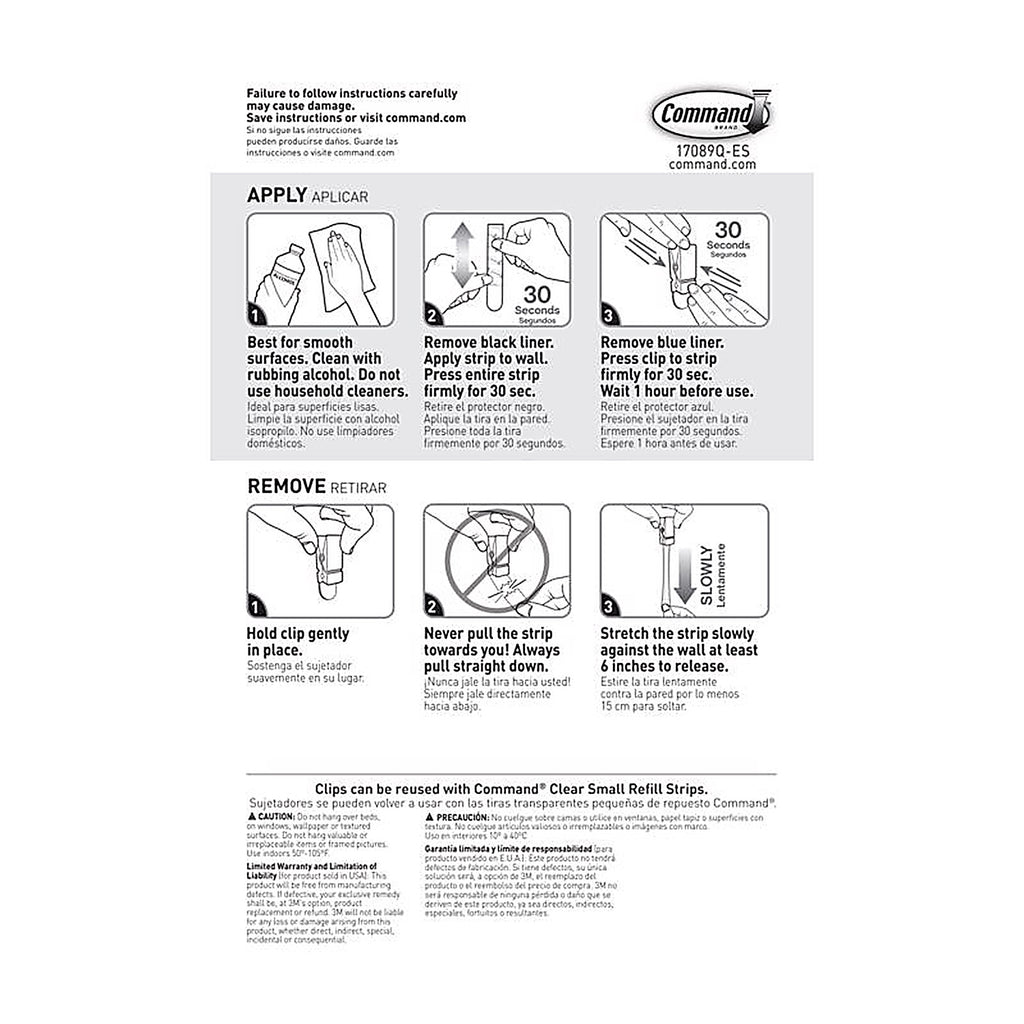 Command - 17089-8ES - 3M Command Medium Plastic Spring Clip 1.5 In. L 8 Pack