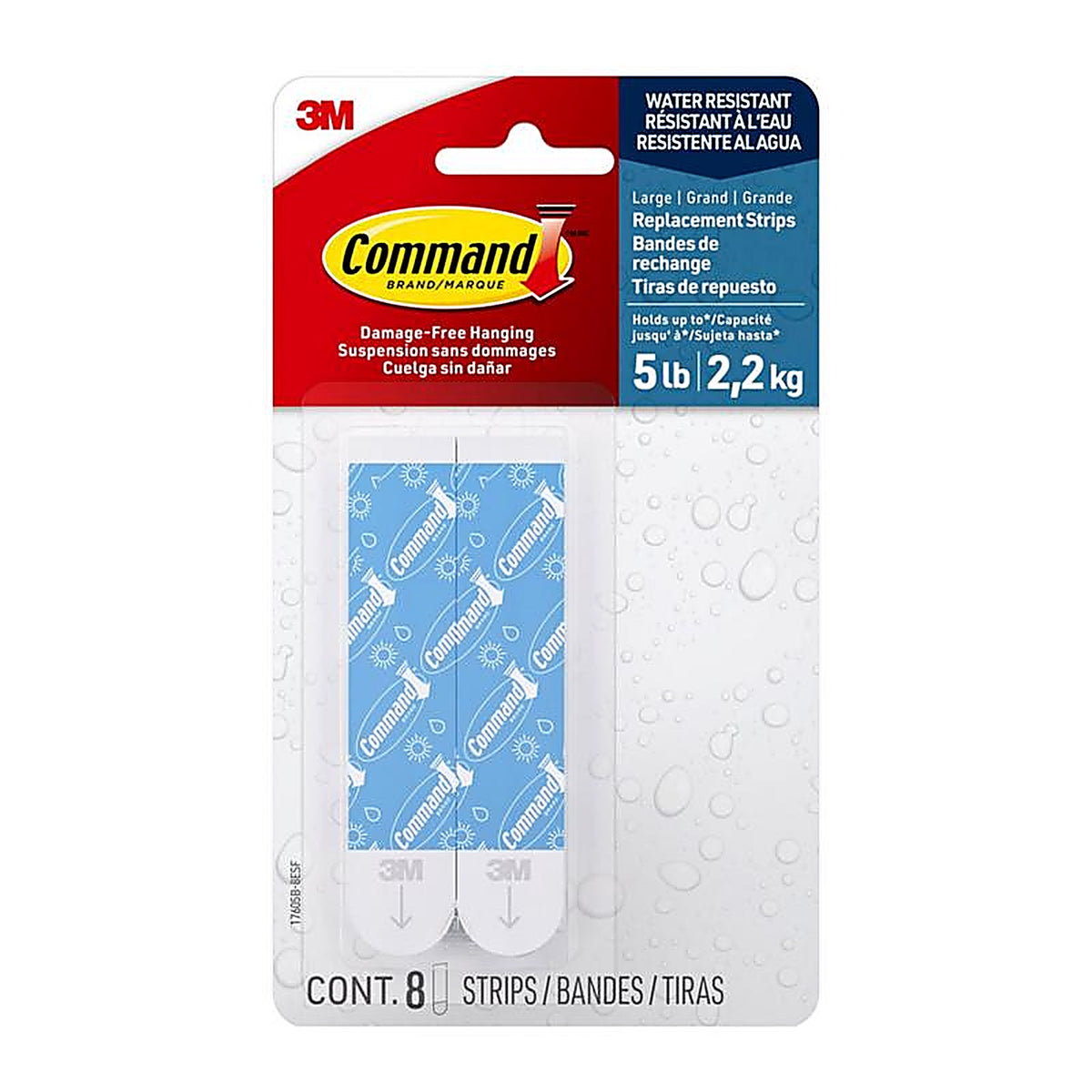 Command - 17605B-8ESF - 3M Command Large Foam Strips 3.65 In. L 8 Pack