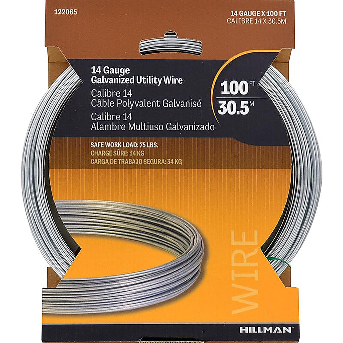 Hillman 122065 0.078 0.082 in. Dia. x 100 ft. L Galvanized Steel 14 Ga. Wire