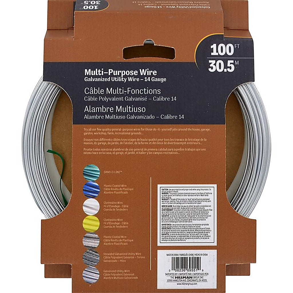 Hillman 122065 0.078 0.082 in. Dia. x 100 ft. L Galvanized Steel 14 Ga. Wire