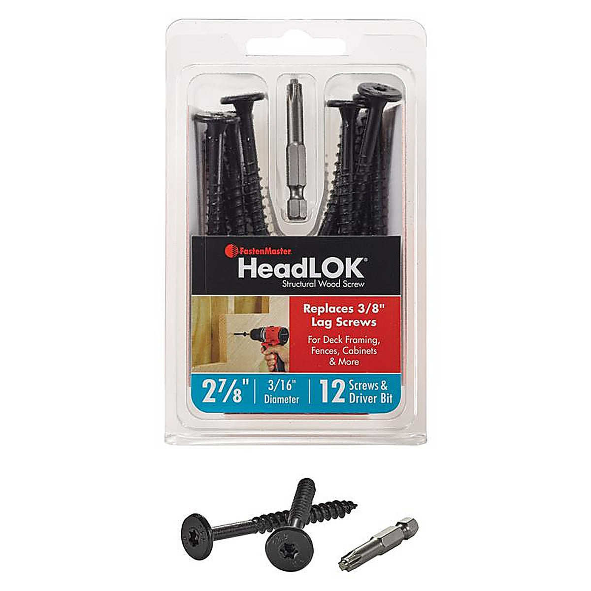 Fastenmaster - FMHLGMTT278-12 - Headlok 2-7/8 In. L Torx Ttap T30 Coarse Structural Wood Screws 1 Pack
