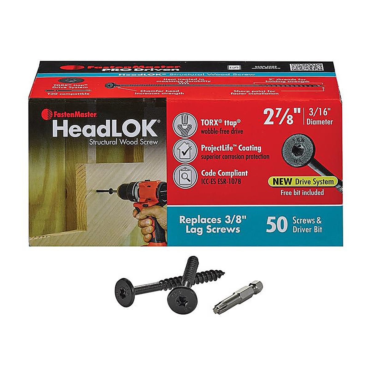 Fastenmaster - FMHLGMTT278-50 - Headlok 2-7/8 In. L Torx Ttap T30 Coarse Structural Wood Screws 50 Pack