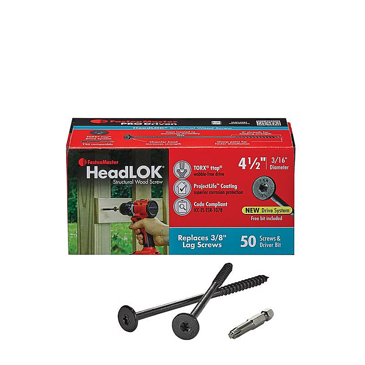 Fastenmaster - FMHLGMTT412-50 - Headlok 4.5 In. L Torx Ttap T30 Coarse Structural Wood Screws 50 Pack