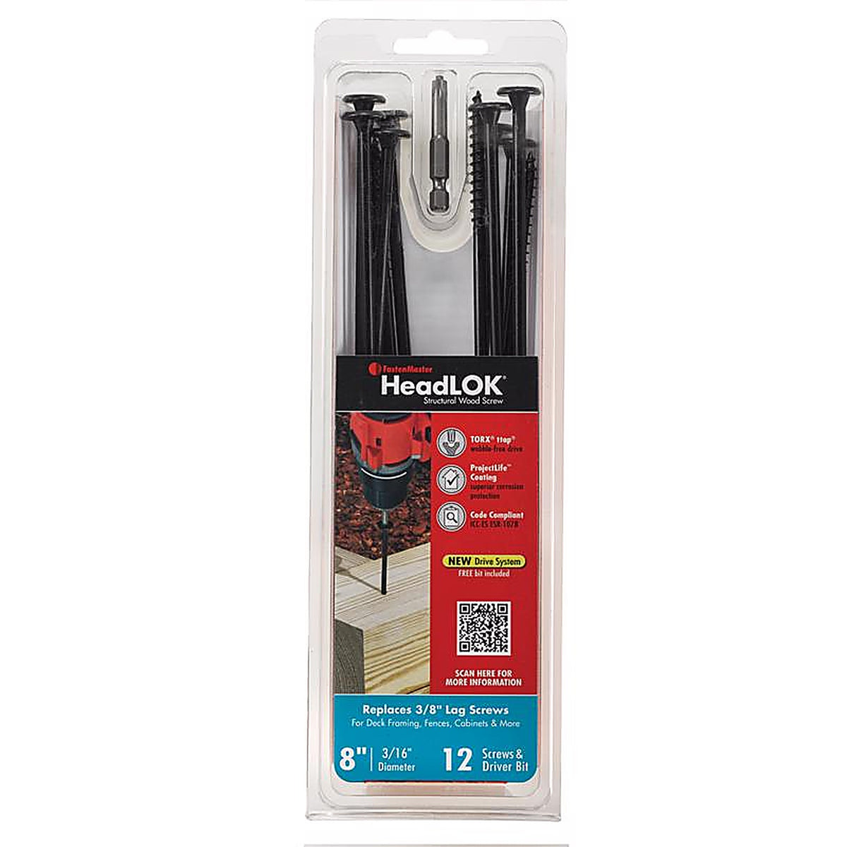 Fastenmaster - FMHLGMTT008-12 - Headlok 8 In. L Torx Ttap T30 Coarse Structural Wood Screws 12 Pack