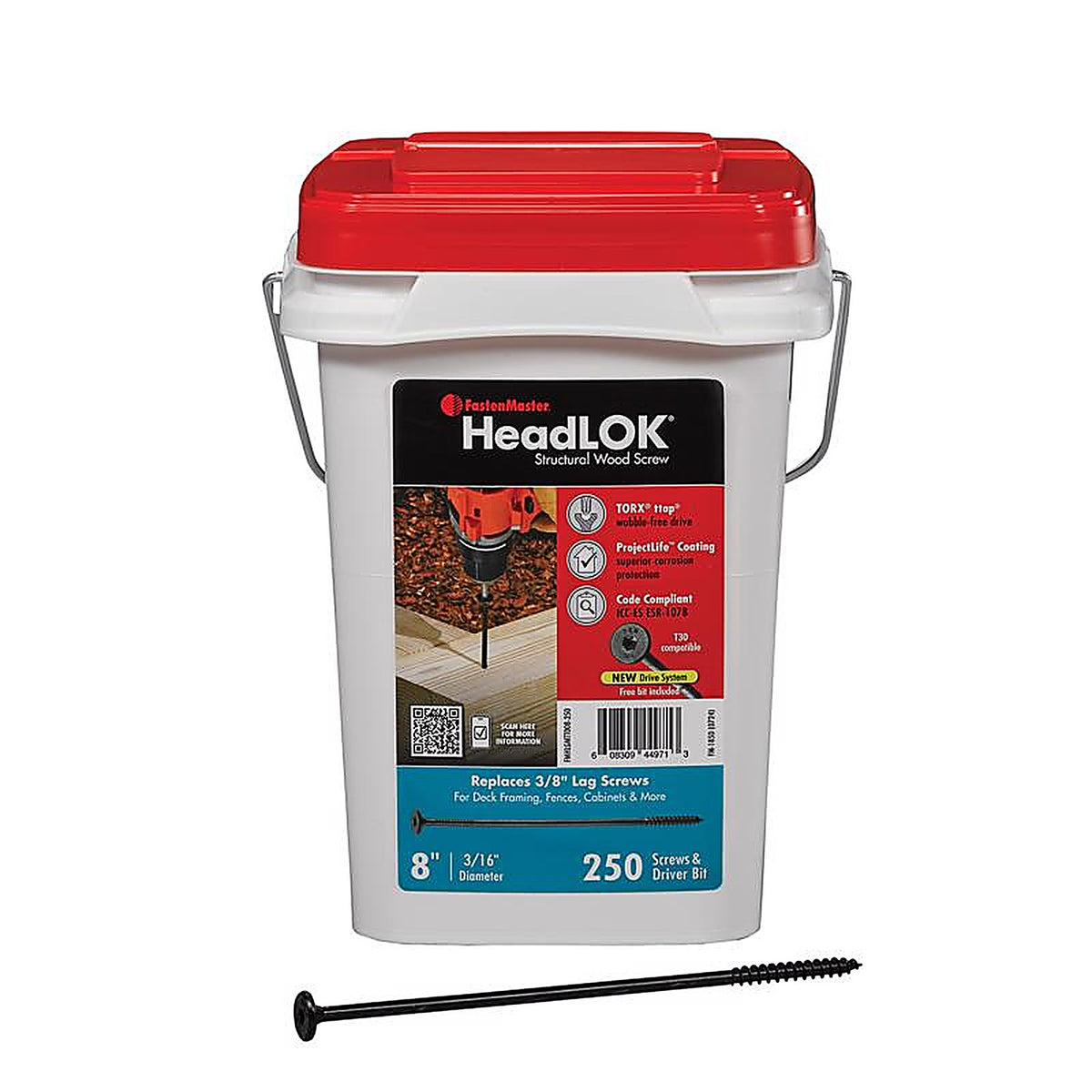 Fastenmaster - FMHLGMTT008-250 - Headlok 8 In. L Torx Ttap T30 Coarse Structural Wood Screws 250 Pack