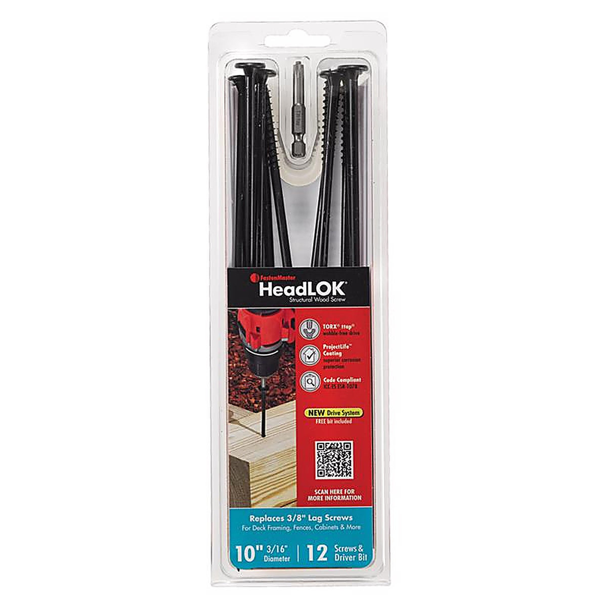 Fastenmaster - FMHLGMTT010-12 - Headlok 10 In. L Torx Ttap T30 Coarse Structural Wood Screws 12 Pack