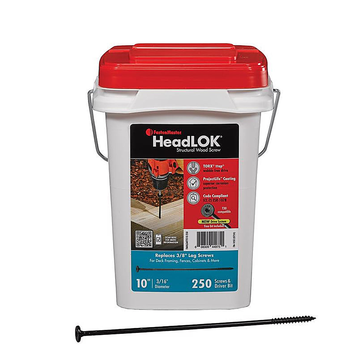 Fastenmaster - FMHLGMTT010-250 - Headlok 10 In. L Torx Ttap T30 Coarse Structural Wood Screws 1 Pack