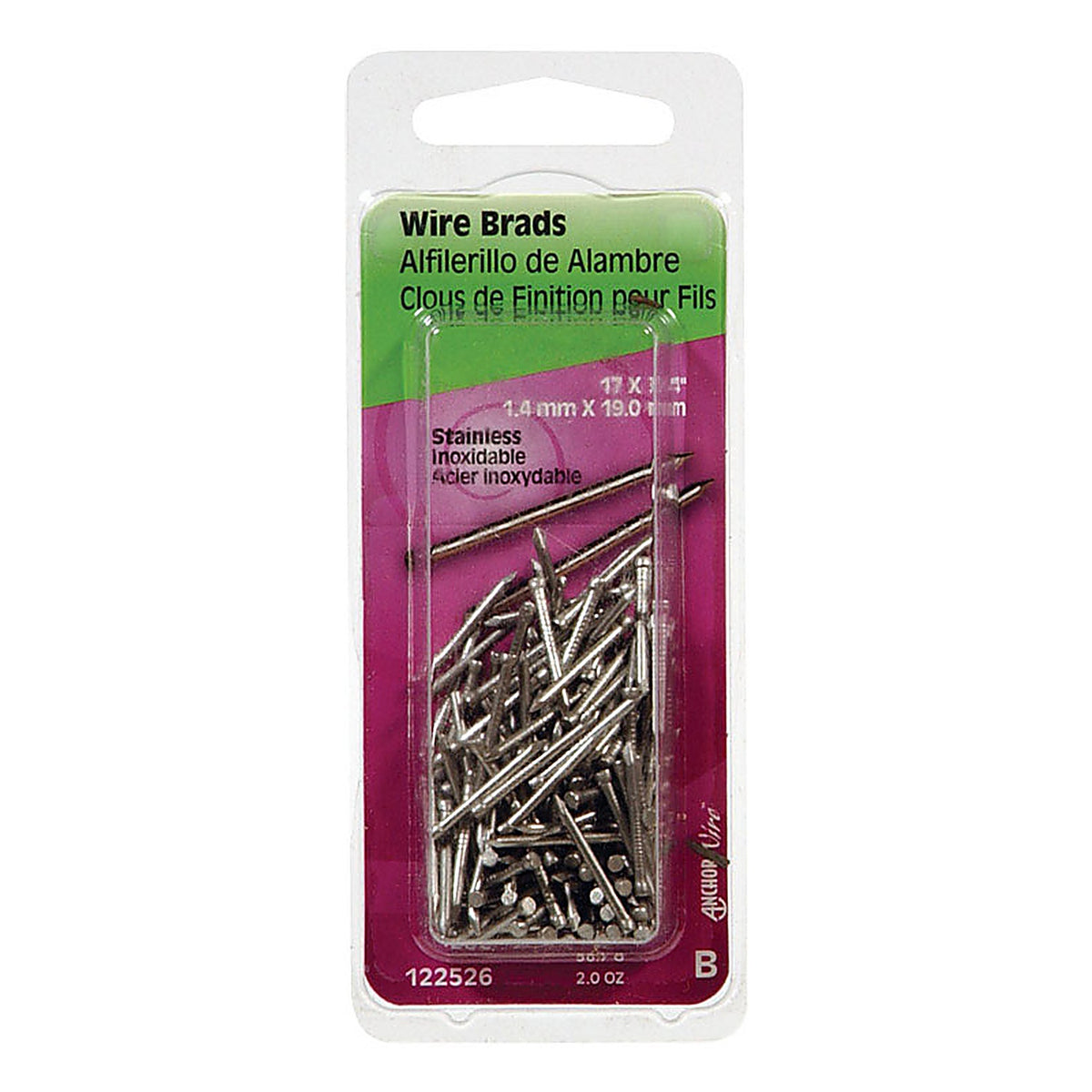Hillman 122526 17 Ga. x 3/4 in. L Stainless Steel Brad Nails 1/Pack 2 oz.
