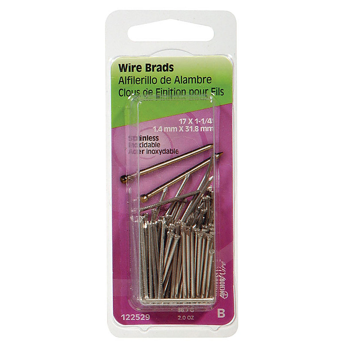 Hillman 122529 17 Ga. x 1-1/4 in. L Stainless Steel Brad Nails 1/Pack 2 oz.