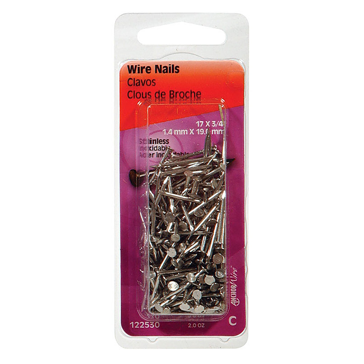 Hillman 122530 17 Ga. x 3/4 in. L Stainless Steel Wire Nails 1/Pack 2 oz.