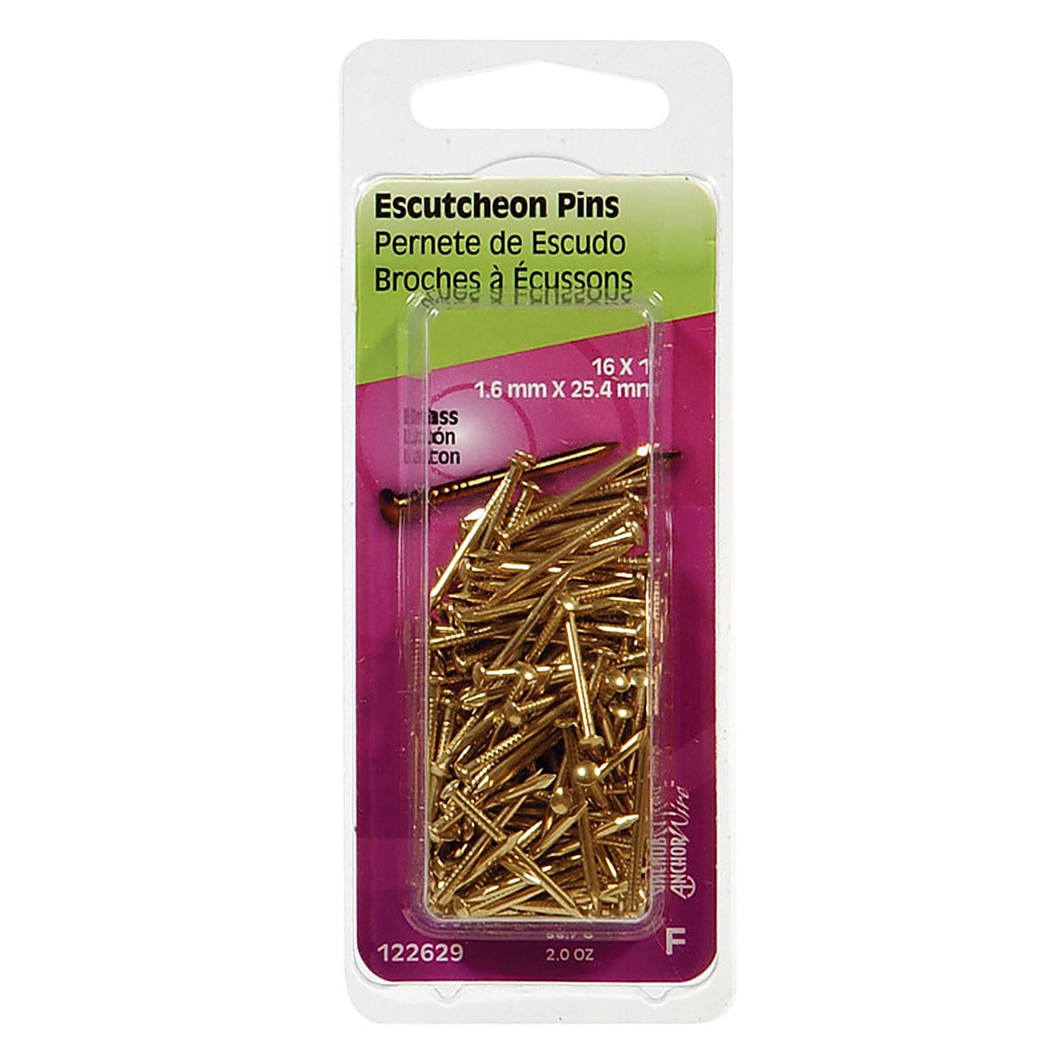 Hillman 122629 16 Ga. x 1 in. L Brass Escutcheon Pins 1/Pack 2 oz.