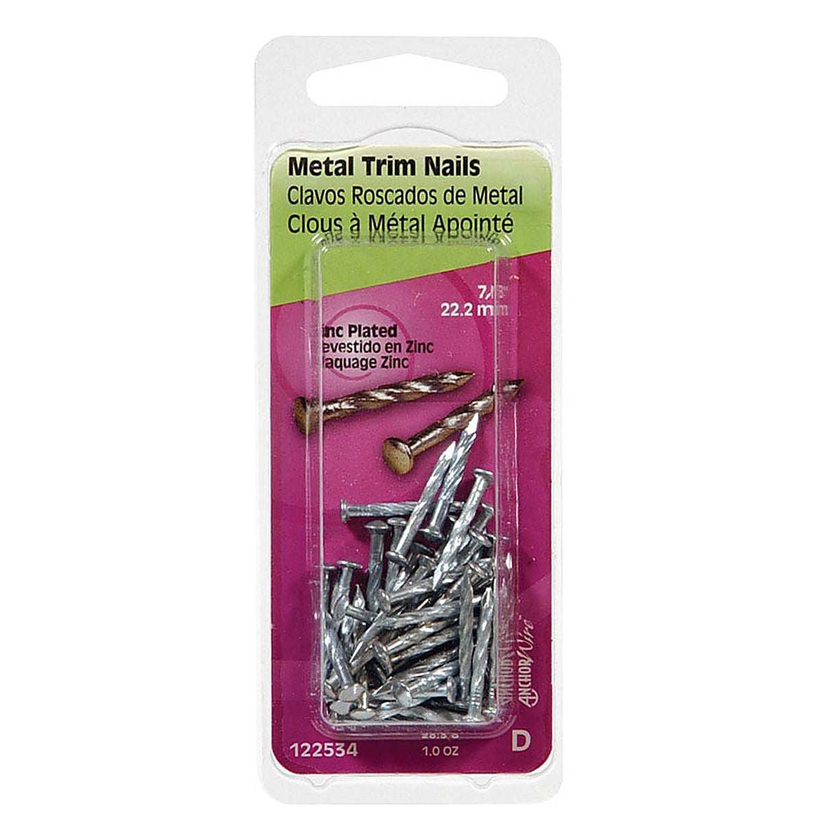 Hillman 122534 7/8 in. Trim Zinc-Plated Steel Nail Flat
