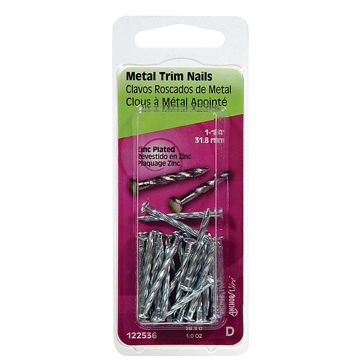 Hillman 122536 1-1/4 in. Trim Zinc-Plated Steel Nail Flat
