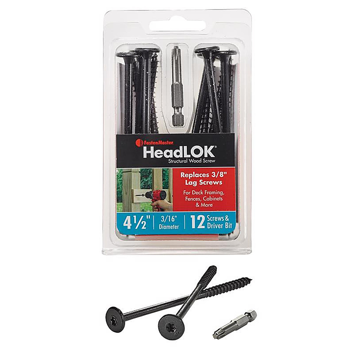 Fastenmaster - FMHLGMTT412-12 - Headlok 4-1/2 In. L Torx Ttap Coarse Structural Wood Screws
