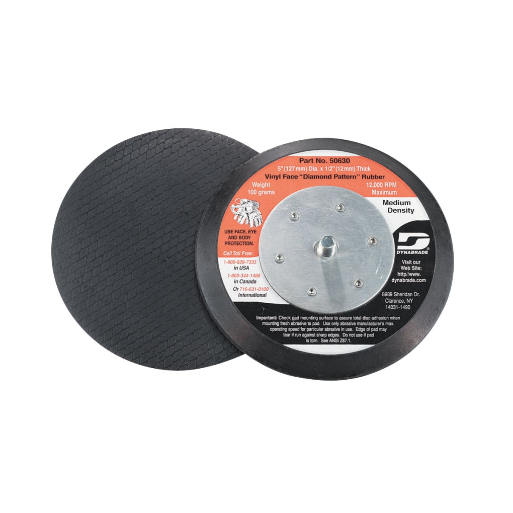 DYNABRADE 50630 5in. Dia. Non-Vacuum Disc Pad, Rubber-Face