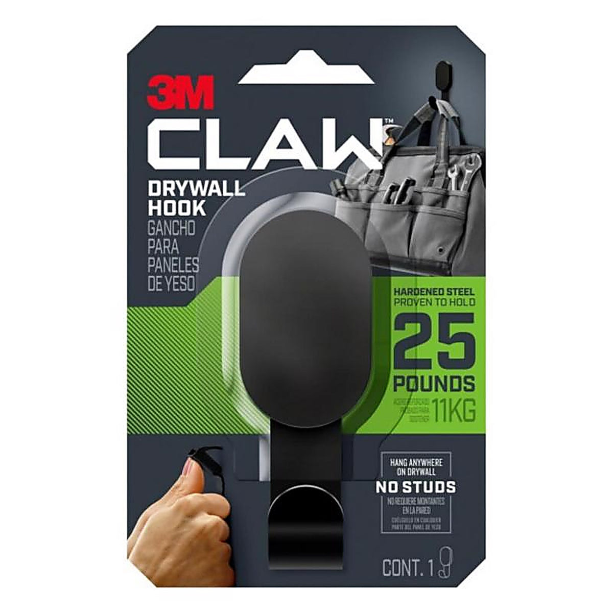 3M - 3DH25BLK-1ES - Steel Drywall Hooks 1 Pack