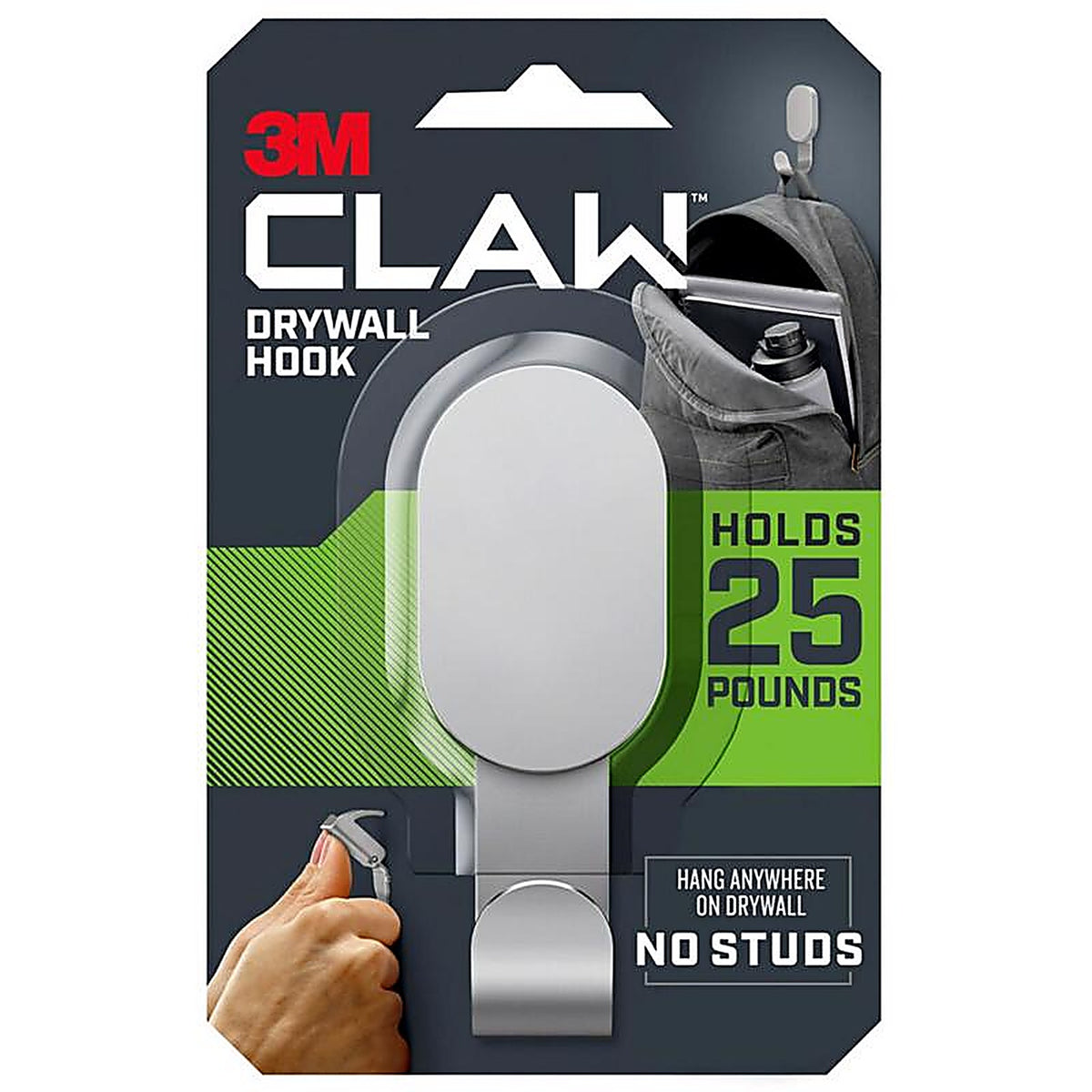 3M - 3DH25SLV-1ES - Claw Stainless Steel 25# Drywall Hooks 1 Pack