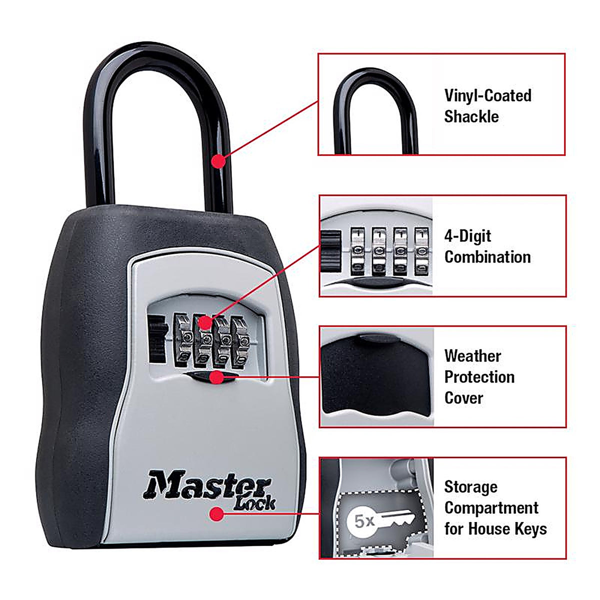 Master Lock - 5400T - 6.25 In. H X 3.25 In. W X 1.5 In. L Metal 4-Dial Combination Lock Box
