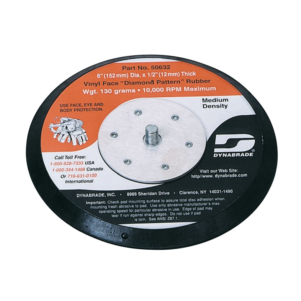 DYNABRADE 50633 6in. Dia. Vacuum Disc Pad, Rubber-Face