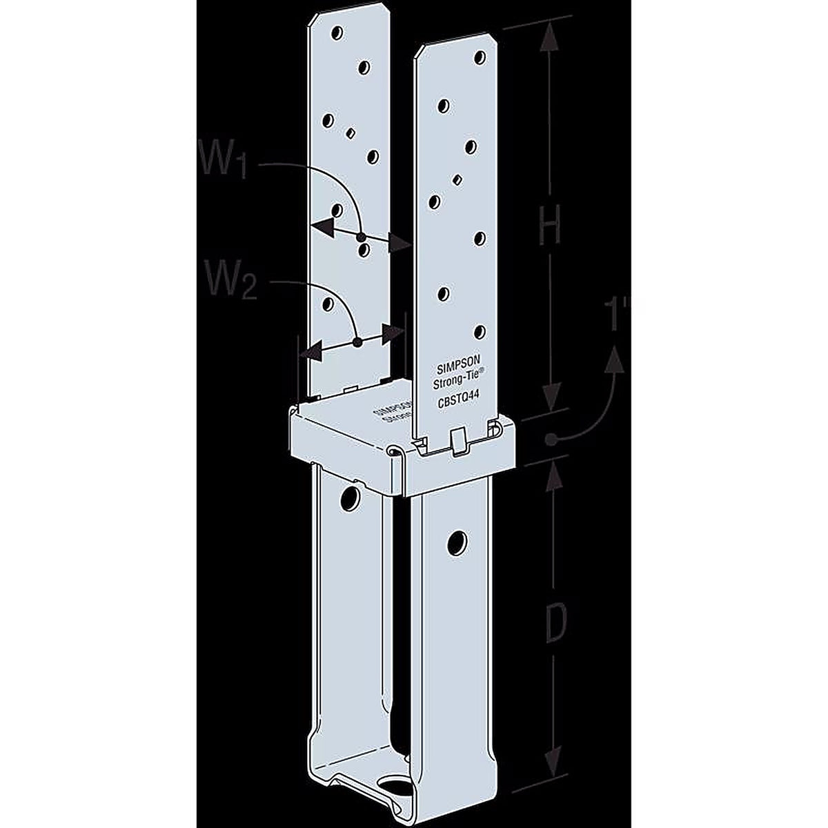 Simpson Strong-Tie - CBSTQ44Z-SDS2 - 16.6 In. H X 3.56 In. W Galvanized Steel Column Base