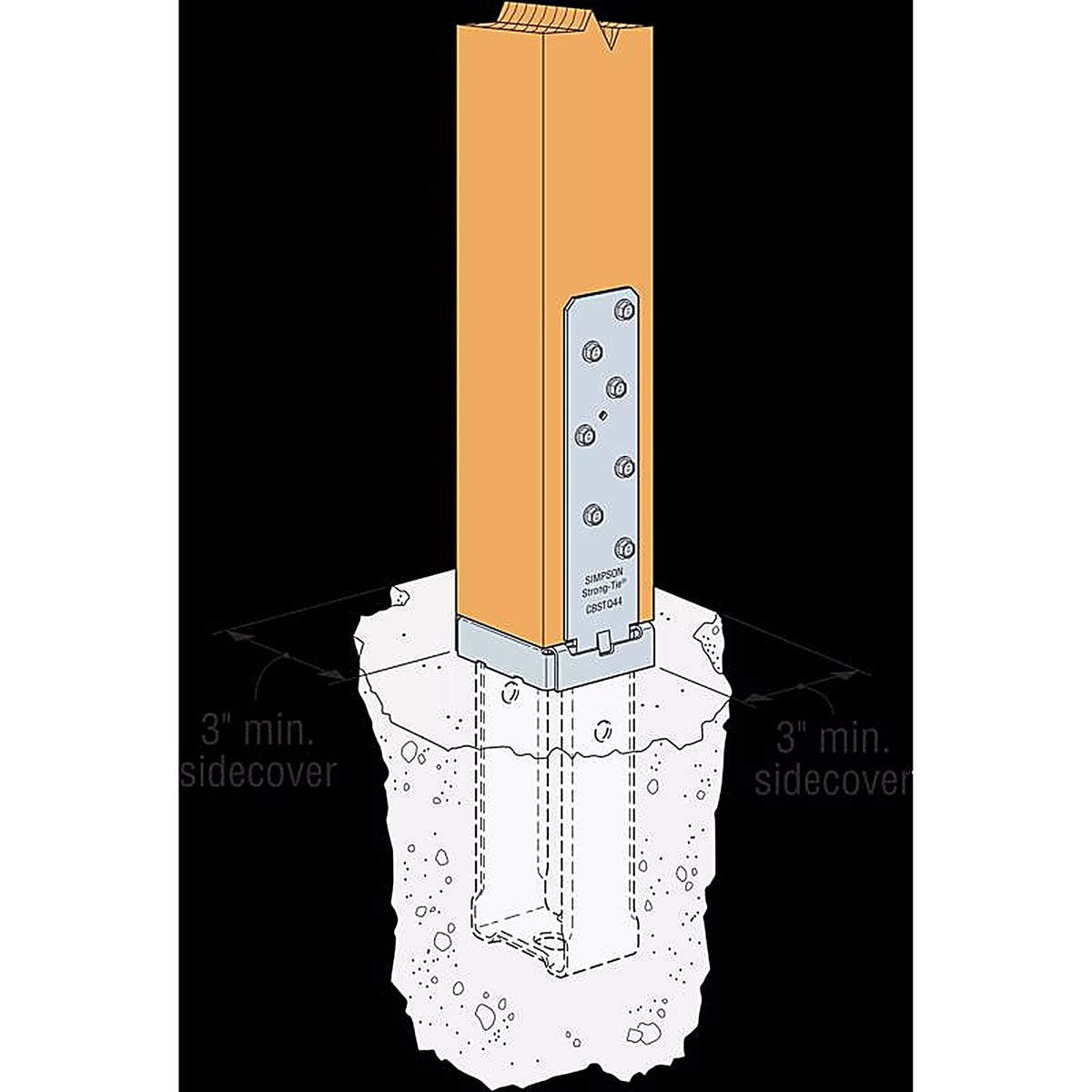 Simpson Strong-Tie - CBSTQ44Z-SDS2 - 16.6 In. H X 3.56 In. W Galvanized Steel Column Base