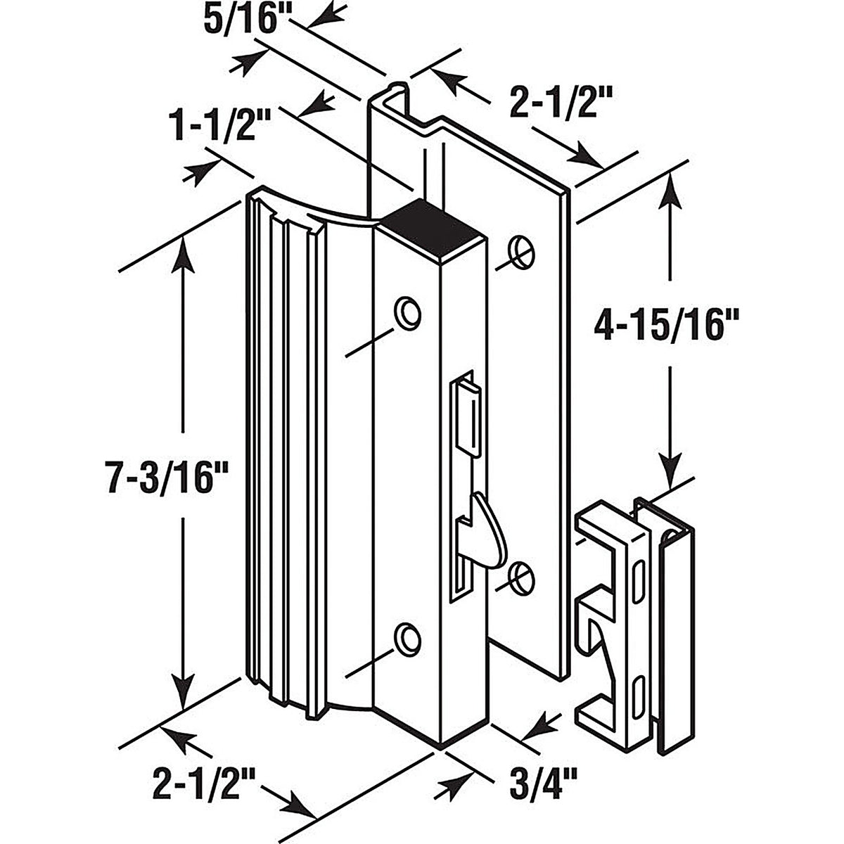 Prime-Line - C 1000 - Anodized Aluminum Indoor and Outdoor Patio Door Lock