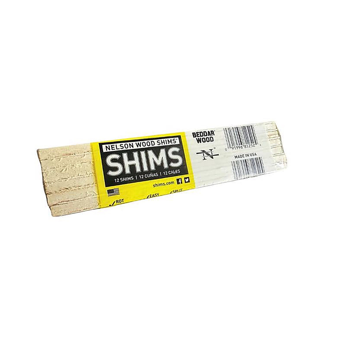 Nelson Wood Shims - CSH8/12/36/75B - 1.375 In. W X 8 In. L Wood Contractor Grade Shims 12 Pack