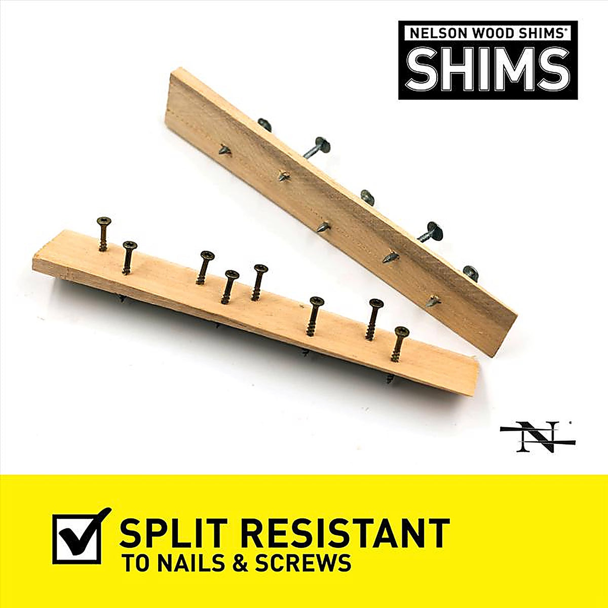 Nelson Wood Shims - CSH8/12/36/75B - 1.375 In. W X 8 In. L Wood Contractor Grade Shims 12 Pack