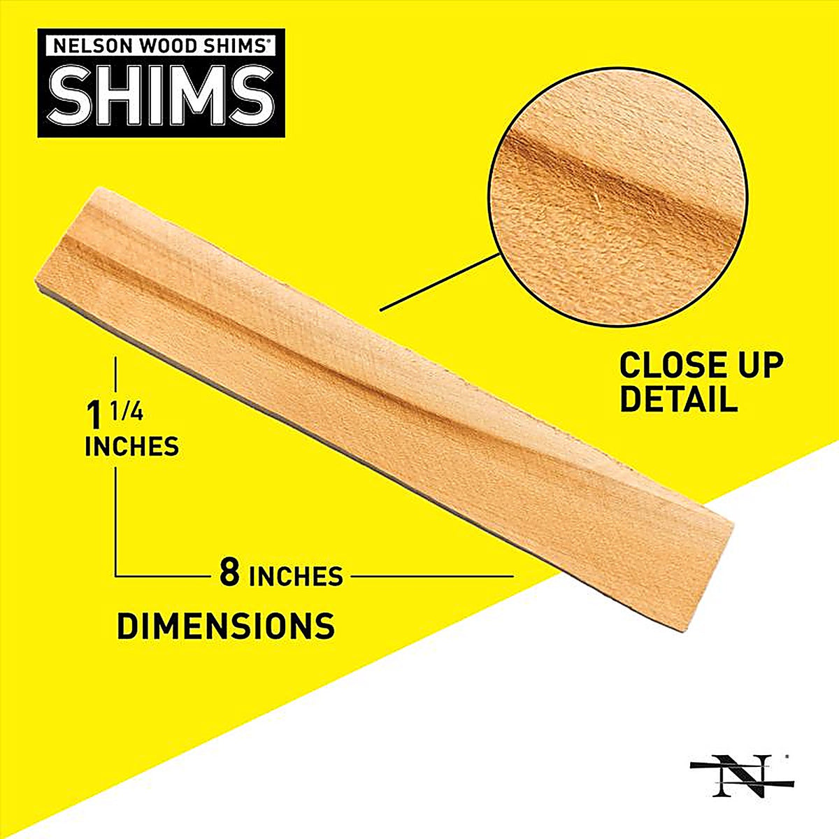 Nelson Wood Shims - CSH8/12/36/75B - 1.375 In. W X 8 In. L Wood Contractor Grade Shims 12 Pack