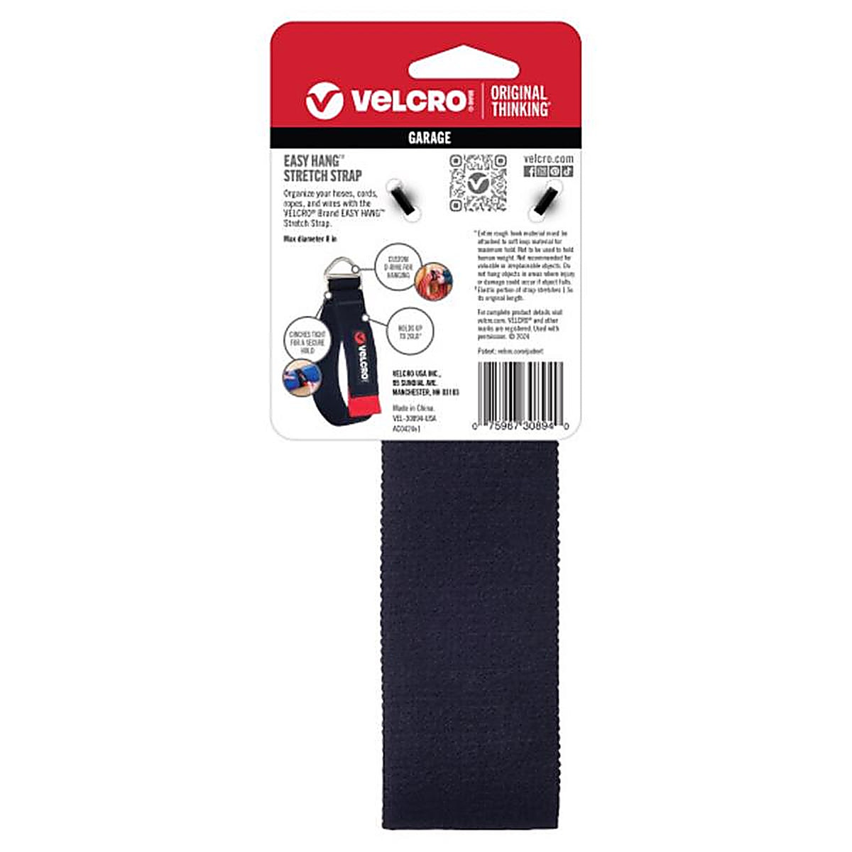 Velcro Brand - VEL-30894-USA - Easy Hang Stretch 24 In. L Nylon/Steel/Hook and Loop Enclosure Medium Storage Strap 1 P
