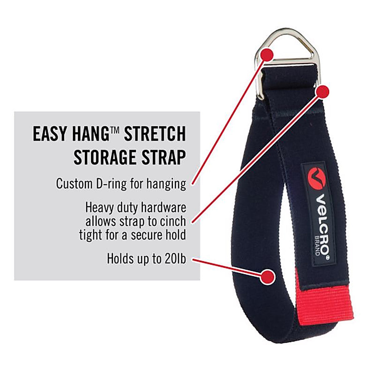 Velcro Brand - VEL-30894-USA - Easy Hang Stretch 24 In. L Nylon/Steel/Hook and Loop Enclosure Medium Storage Strap 1 P